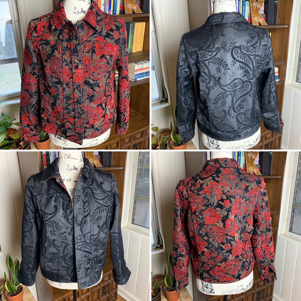 Vintage Reversible Black and Red Paisley Jean Jacket